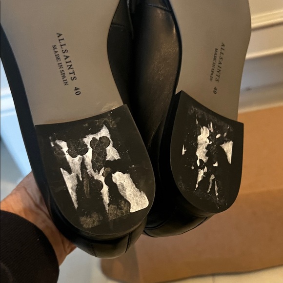 All Saints Black Leather Slip-On Loafers - Picture 5 of 7